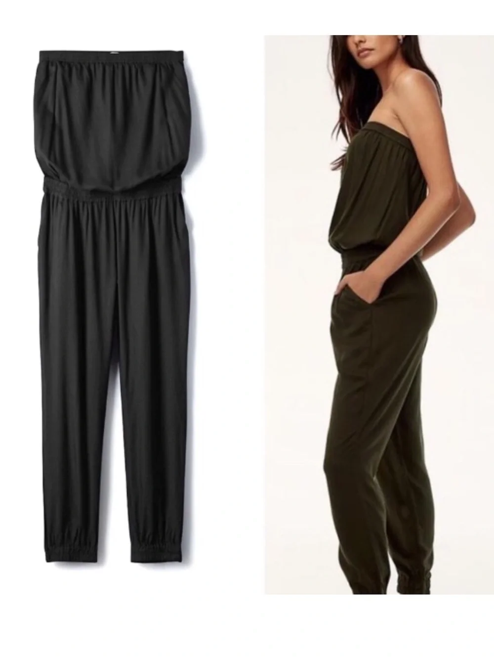 Aritzia Talula Black Strapless Tie-Waist Jumpsuit XS